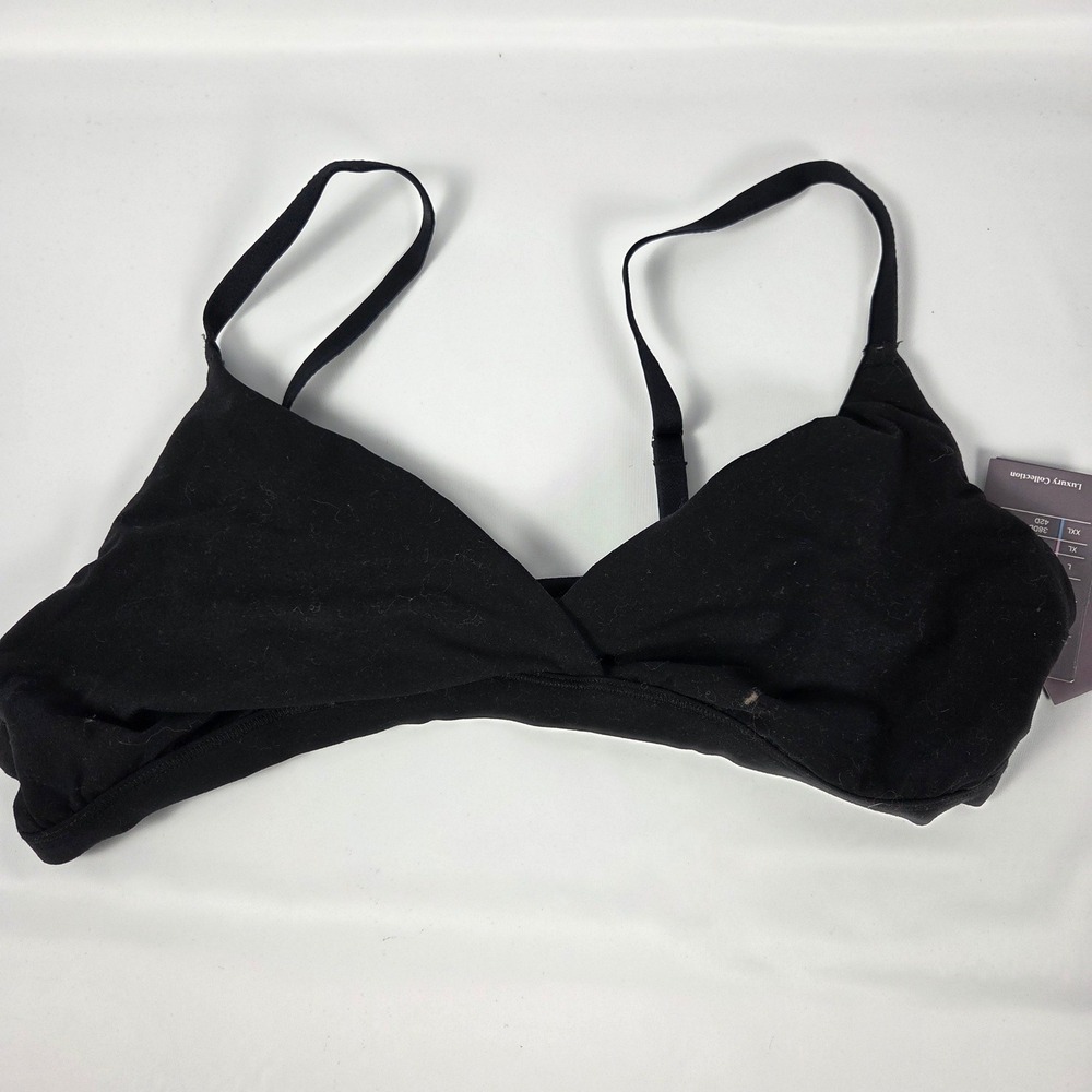 Auden Luxe Stretch Black Triangle Bralette Wireless Unlined Large NWT
